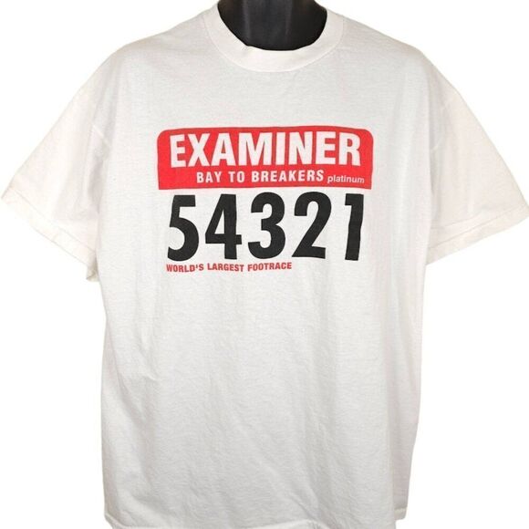 Vintage Bay To Breakers T Shirt Mens Size XL White San Francisco Examiner Race - Picture 2 of 6